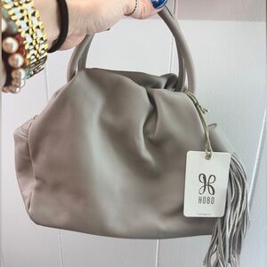 HOBO International Darling Leather mini slouch handbag with fringe tassel
